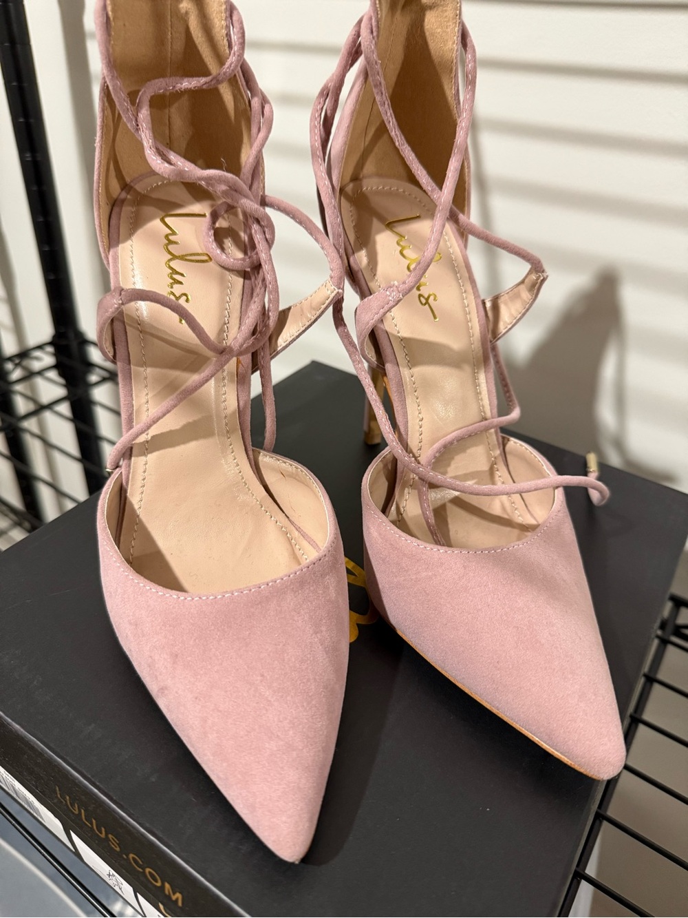 Lulu's Lace-Up Pointed Toe Heels